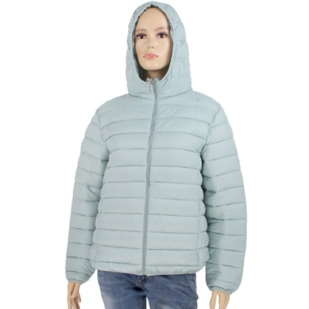 Women's Sky Blue Hooded Puffer Jacket